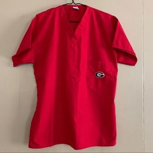 Cotton | Red UGA Scrub Top